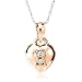 14k Rose Gold Diamond Heart Keyhole Pendant (.04 cttw, J Color, I2 Clarity), 18"