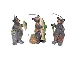 IMAGE OF Pack of 6 Rustic Lodge Fishing Black Bear Christmas Table Top Figures 8