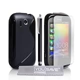 Yousave Accessories TM HTC Explorer Zubeh�r Paket Schwarz S-Linie Silikon Gel Schutzh�lle Mit Griffel Stift Displayschutz Film Und Graues Micro Faser Poliertuchvon "Yousave"