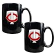 Minnesota Twins 2pc Black Ceramic Mug Set - Primary Logo MLB Baseball