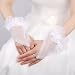 Artsywedding Floral Fingerless Organza Wedding Gloves with Bowknot-White