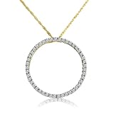 Best Price 1/2ct Diamond Circle Pendant in 10K Yellow Gold on an 18