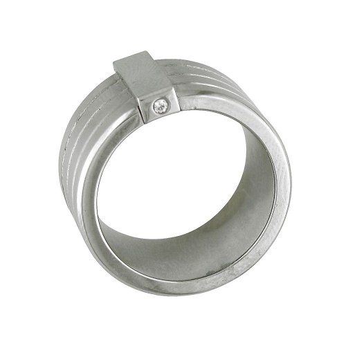Sharper Image Stainless Steel Diamond Accent Mens ring. Size 10