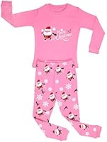 Elowel Little Girls"Christmas Santa" 2 Piece Pajama Set 100% Cotton (Size6M-12Y)