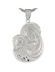Sterling Silver Large Virgin Mary Baby Jesus Christ 4.22cm Pendant