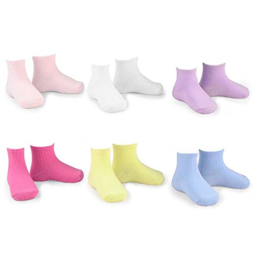 Naartjie Girls Solid Flat Knit Short Crew Sock 6 Pairs Pack, 3YR-5YR