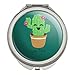 Personalized Custom Cute Cactus in Pot 1 Line Compact Travel Purse Handbag Makeup Mirror