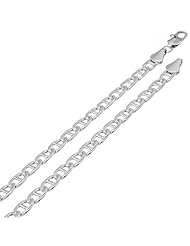 5MM Thick 14k Heavy White Gold Plated Mariner/Marina Link Anchor Chain Necklace - Lifetime Warranty