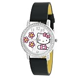 Hello Kitty Woman's HK1518 Black Leather Strap Character Watch