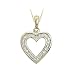 14K Yellow Gold 1/4 ct. Channel Set Diamond Heart Pendant with Chain