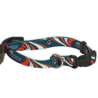 MIAMI DOLPHINS ADJUSTABLE DOG PET COLLAR SZ L