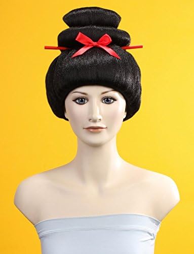 [Wigs2you] Japan Original Halloween Party Wig Japanese Geisha Black Wig Kimono Costumes Cosplay H-116 Standard M Size