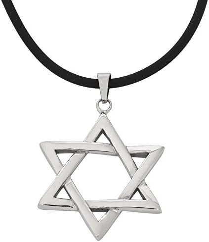 Large Star of David Stainless Steel Pendant Cord Necklace