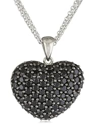 Sterling Silver Sapphire and White Sapphire Heart Pendant Necklace, 18"
