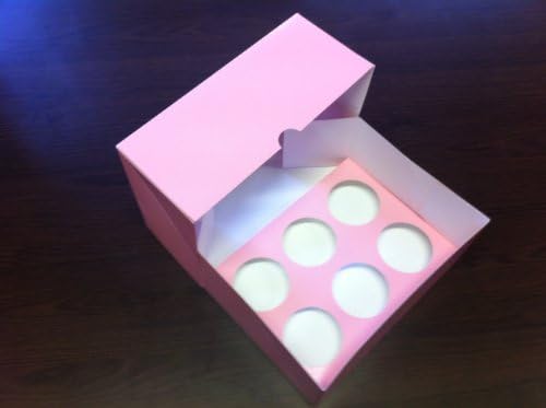 10 x 4" Deep Pink Fairy Cupcake Muffin Box with window & Tray holds 6 Cakes