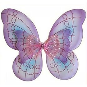  Lavender Purple Pink & Blue Fairy Princess Butterfly Costume Wings with Jeweled Rhinestone Detail and 3d Style