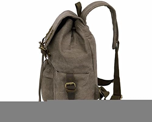 Haaeer Vintage Unisex Canvas Leather Backpack Rucksack Satchel Hiking Bag Shoolbag Bookbag