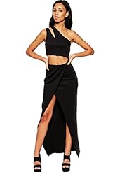 Slit Polyester/Spandex/Scuba/Knit Maxi Dress 