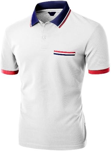 Xpril Men's Color Effect Collar Short Sleeve Polo T Shirt