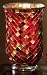 ELEMENTS RED MOSAIC GLASS HURRICANE/VASE - ELEMENTS COLLECTION 7.75 INCH RED MOSAIC GLASS HURRICANE/VASE