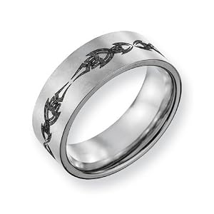 Titanium Flat 8mm Brushed Band Ring