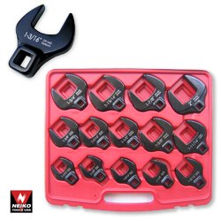 Professional Grade 14 Piece 1 2 Jumbo Sized Crowfoot Wrench Set   SAE 1 1 16   2