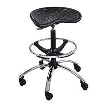 Sit-Star Stool with Foot-ring and Casters - Black