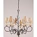 Chandelier 6 light fixture driftwood finish silk shades w birds Aviary Coll
