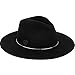 Women Fashion 100% Wool Fedora Floppy Hat Cap with Mwtal Tube Belt (BLACK)