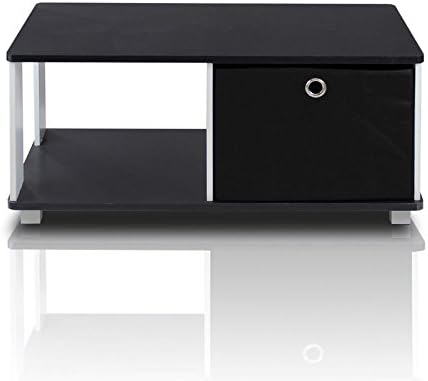Furinno Coffee Table W/bin Drawer, Black & White