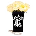 Black Initial Ceramic Vase-F