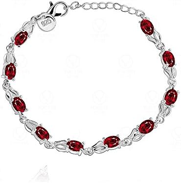 Minkang Fashion Jewelry 925 Solid Silver Mosaic Ruby Bracelet