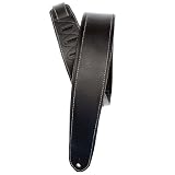 guitar strap Planet Waves Deluxe Leather Padded Guitar Strap with Contrast Stitch Black Electronics guitar strap