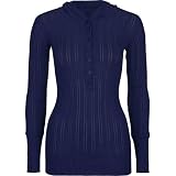 FULL TILT Henley Womens Hoodie Sweater - Navy