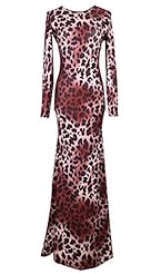 Sexy Backless Polyester Leopard Print Full Length Bandage Dress/Club Dress/Evening Dress/Bridesmaid Dress/Prom Dress/Party Dress/Maxi Dress 
