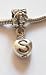 Letter S - Charm Bead for Pandora/Troll/Chamilia Style Charm Bracelet