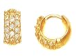 14k Yellow Gold Petite Huggie Earrings With Three Rows Of CZs