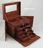 SHINING IMAGE brw HUGE LEATHER JEWELRY BOX / CASE / STORAGE / ORGANIZER WITH TRAVEL CASE AND LOCK