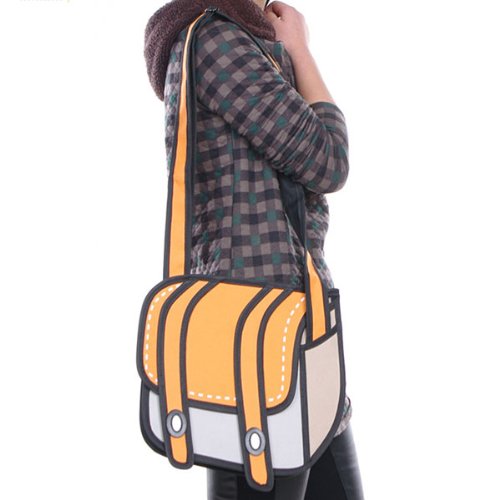 [cn-fc-27-4] イラスト のように見える お洒落 な 平面 ショルダー バッグ