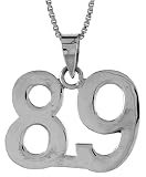 3/4' (18 mm) Sterling Silver Number 89 Pendant
