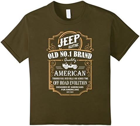 Kids Jeep American Off Road Evolution Tshirt 8 Olive
