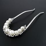 Crystalmood Bridal Czech Crystal Rhinestone Pearl 2-prong Hair Stick
