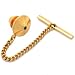 Gold Plated Pin Back With Tie Tack Clutch Chain New