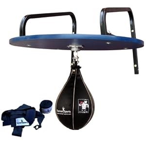 Speedball Platform Sets Genuine Cowhide Leather, Wooden Platform Blue Formica Lamination With Complete Fixing And Metal Wall Brackets Sets Punching Balls & Swivel Black Ball Poly Cotton Hand Wraps Black
