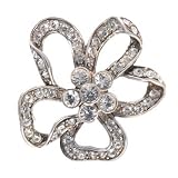 Lee Angel Small Silver Crystal FlowerPin