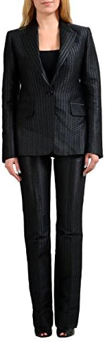 Maison Margiela 4 Silk Black Patterned One Button Women's Pant Suit US S IT 40