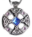 Large Crystal CELTIC Sun Cross Amulet Pendant Necklace