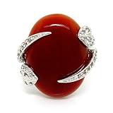 Born beautiful - Large Gemstone Cocktail Ring with Carnelian & Pavé White CZs