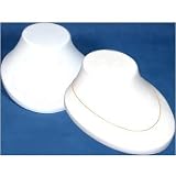 2 White Plastic Necklace Jewelry Displays Busts Chain Holders