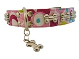 Halsband Pink Flowers aus kräftigen Canvas Material - Dogs Stars - 7 verschiedene Größen